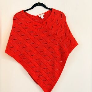LOFT Stylish Orange Knit Poncho